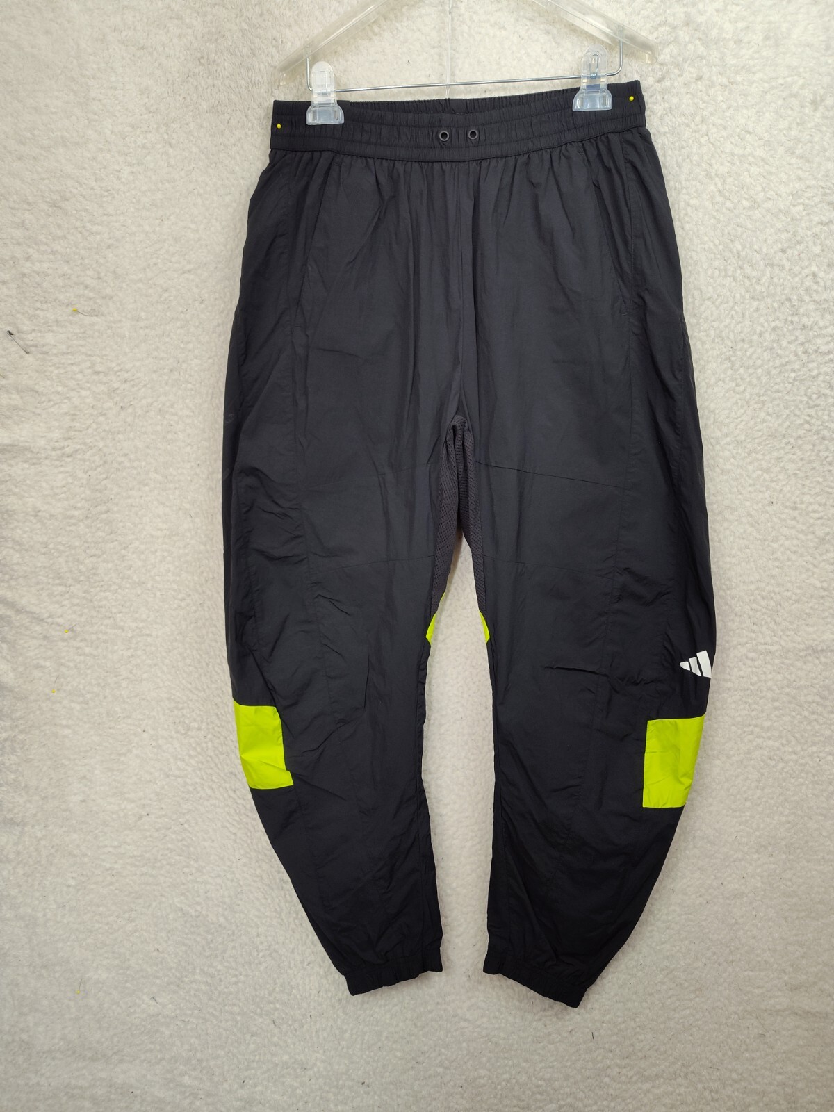Adidas Men Pants Large Black Urban Woven Tape Windbreaker