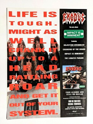 EXODUS / STEVE SOUZA / 1990 IMPACT IS IMMINENT LP / ALBUM MAGAZINE PRINT AD 