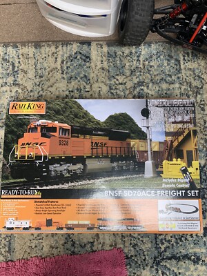 Rail King BNSF Diesel Deluxe Sd70Ace Freight RTR Set With proto sound 3   New