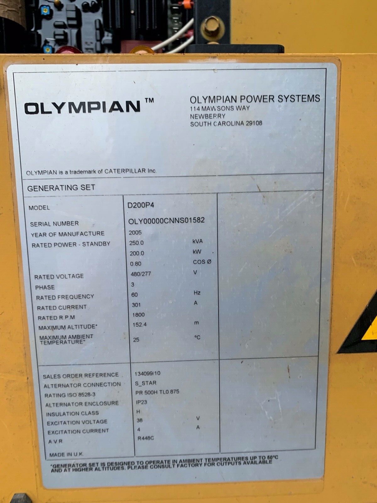 200kW Olympian DIESEL SOUND ENCLOSED GENERATOR