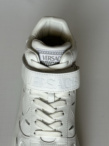 VERSACE VERSACE MEN'S LASERATA LEATHER SNEAKERS WHITE 10 US (43 EURO) 1008964 $1175