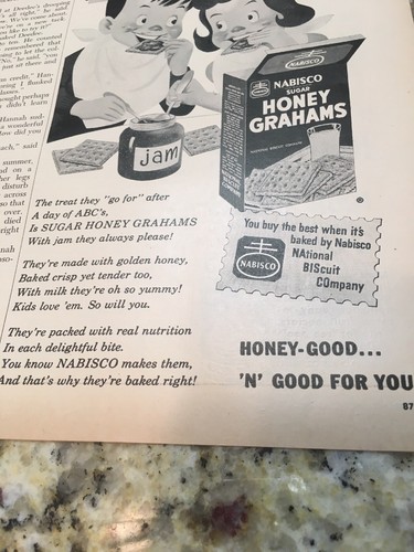 1951 Vintage Ad Nabisco Honey Grahams 3/4 Page  “Jam Session” I1