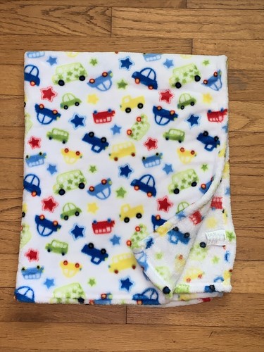 Swiggles/Dollar General  White Red Blue Green Cars Stars Baby Blanket