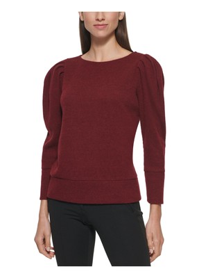 

KARL LAGERFELD PARIS Женский бордовый вязаный свитер с круглым вырезом и ребристыми рукавами, Burgundy