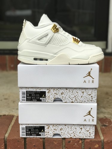 Pre-owned Jordan Size 12w / 10.5 M - Air  4 Retro Metallic Gold W In White