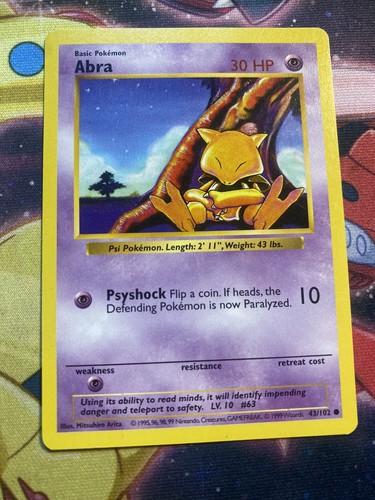 ポケモンカードゲーム Abra 1st edition shadow less ABRA **Shadowless** Pokémon Card 43/102 - 1st Edition Rare