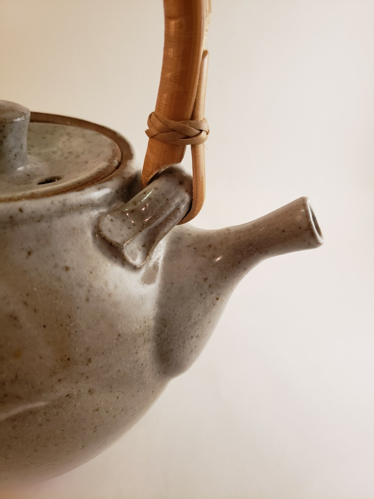 antique chinese tea pot with bamboo handle