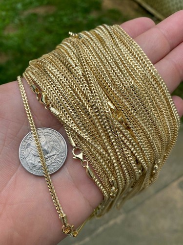 Pre-owned Harlembling 2mm 14k Gold Plated 925 Sterling Silver Franco Chain Necklace Wholesale 10pc