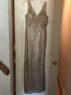 Manoukian Gold Glitter SPECIAL OCCASION EVENING PAGEANT FORMAL LONG DRESS Small