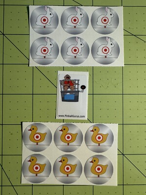 Comet Pinball Ducks/Rabbits/Dunk Tank Vinyl Playfield Target Stickers/Decals