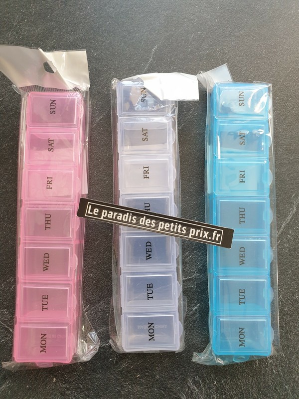 Pilulier,Pilulier 7 Compartiments,Boite Ã  Pilules,Pilulier 15cm X 3 Cm 3 Coloris