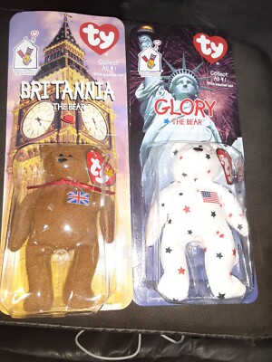 Vintage McDonalds TY International Beanie Babies Bears 1999 Glory And Britannia 