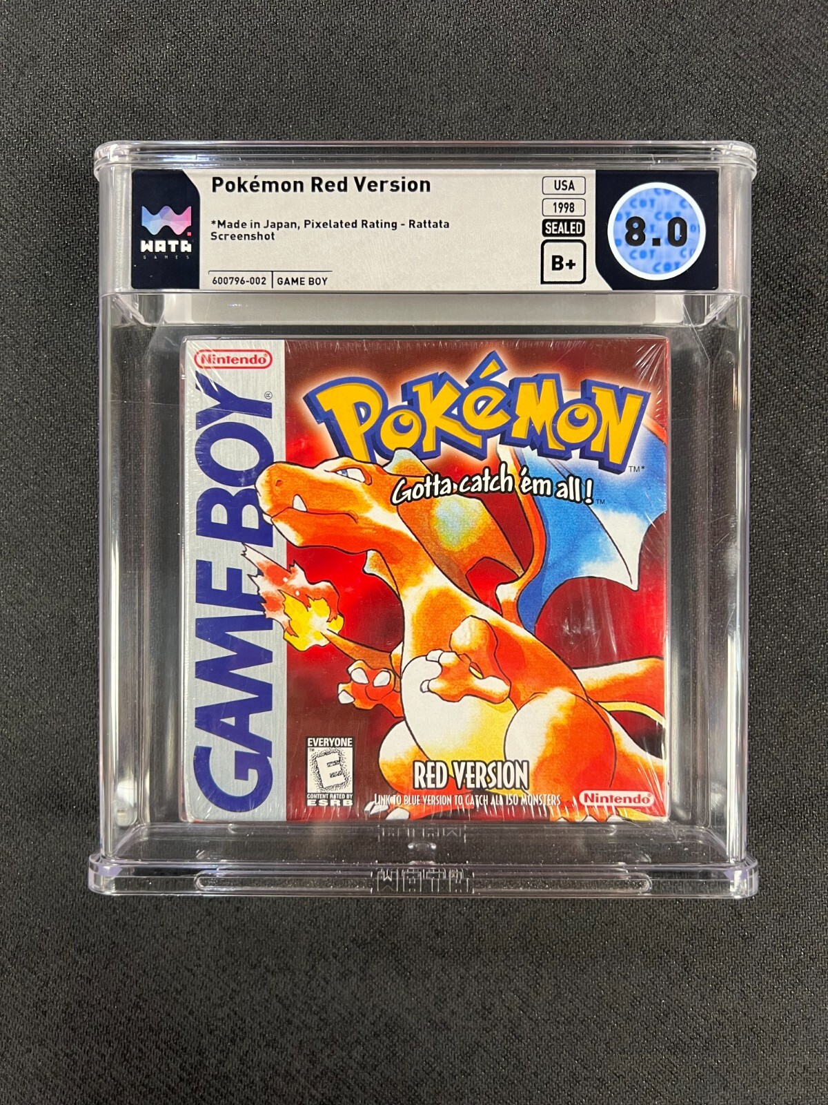 Pokemon Red Version Complete in Box CIB Rattata - WATA 8.0