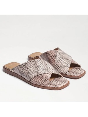

SAM EDELMAN Женские серые кожаные шлепанцы со змеиным рисунком Idina с квадратным носком, Серый, H5817L3
