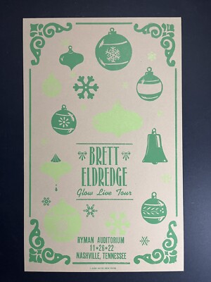 2022-11-26 Brett Eldredge ''GLOW LIVE TOUR'' Poster Hatch Show Print @ Ryman