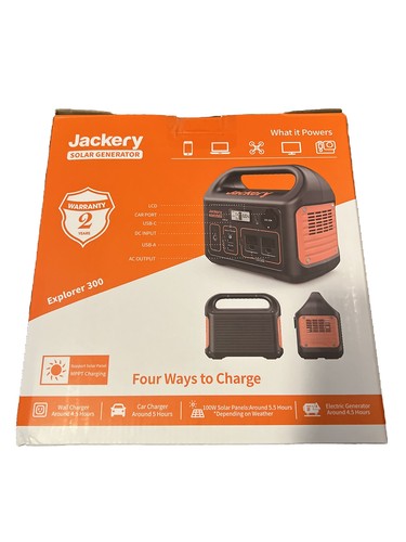Jackery Explorer 300 Solar Generator Power Outdoors - Orange/Black New Open Box