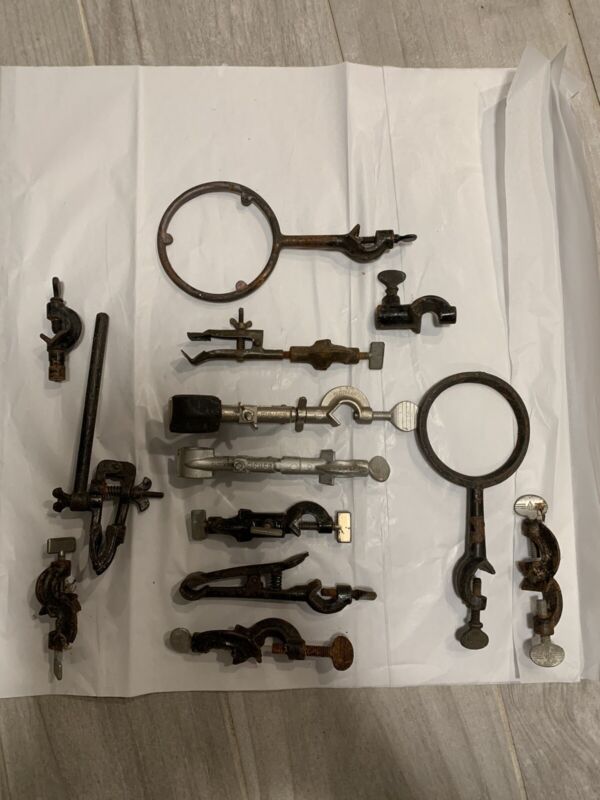 lot of vintage laboratory adjustable clamp holder (fisher castaloy)