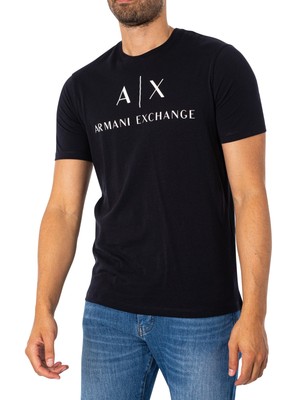 Мужская узкая футболка с рисунком Armani Exchange, синяя