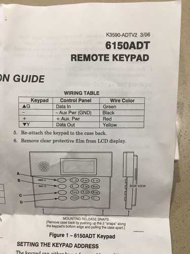 ADT 6150 Remote Keypad