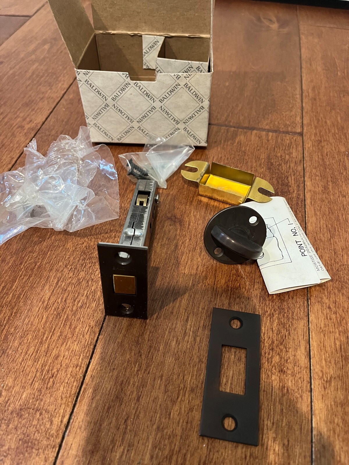 Baldwin Mortise Door Bolt kit w thumb turnpiece,Oil-Rubbed Bronze, USA made,NOS