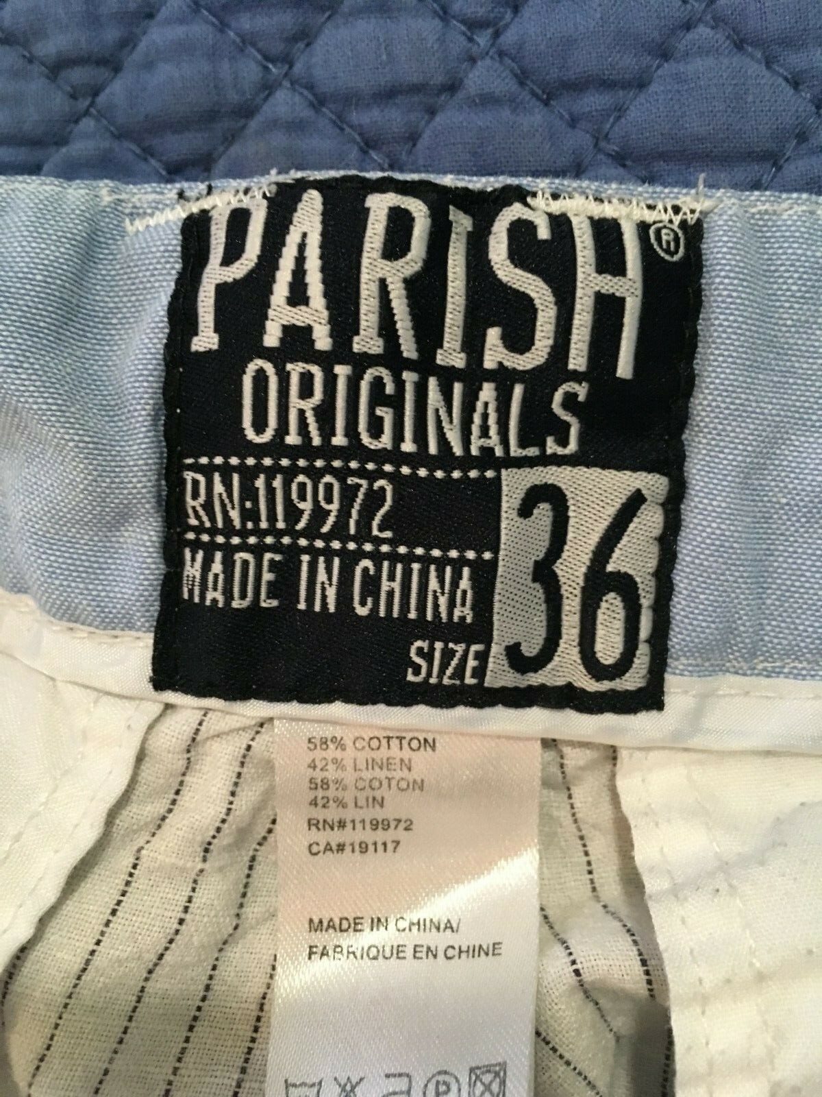 Men's PARISH ORIGINALS Linen Cargo Shorts Size 36