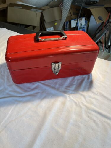 VINTAGE UNION STEEL METAL TACKLE TOOL BOX UTILITY CHEST FISHING GEAR! Very Clean