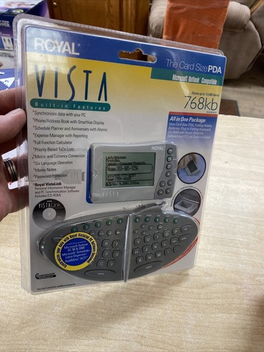 Royal Vista Card Size PDA Electronic Organizer w Detachable Keyboard ** NEW **