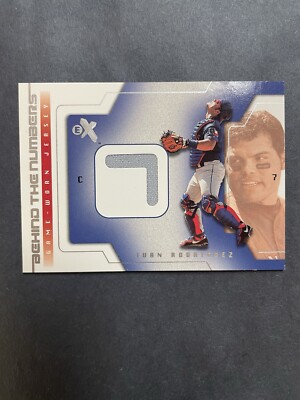 2002 Fleer EX Ivan Rodriguez Behind The Numbers Relic Rangers #7