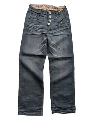 J Steger Jeans Mens  Distressed  Veni Vidi Vici Denim Motorcycle Jeans￼