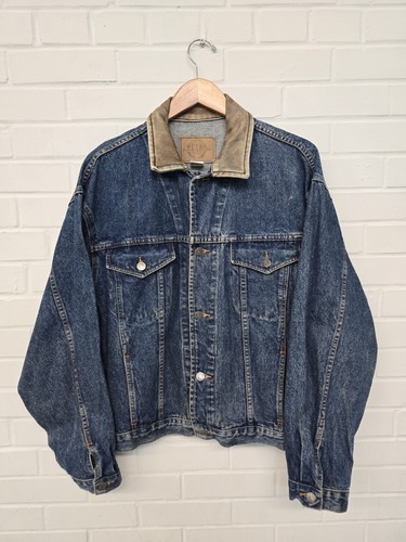 ジャケット・アウター dead stock GAP BLUE JEANS leather jacket Vintage 90's Gap Blue Jeans Brown Button-up Leather Jacket