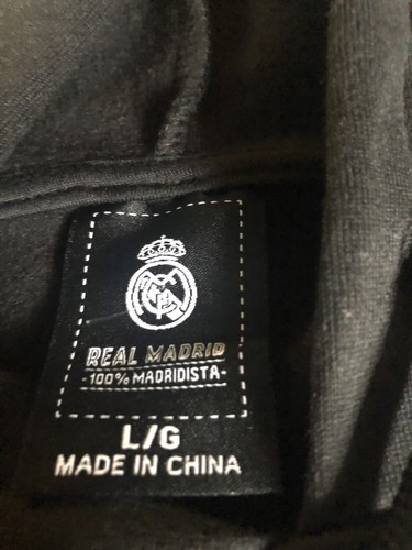 NWT Official Real Madrid Merchandise Logo Hoodie Black Men's Sz Large, Black.