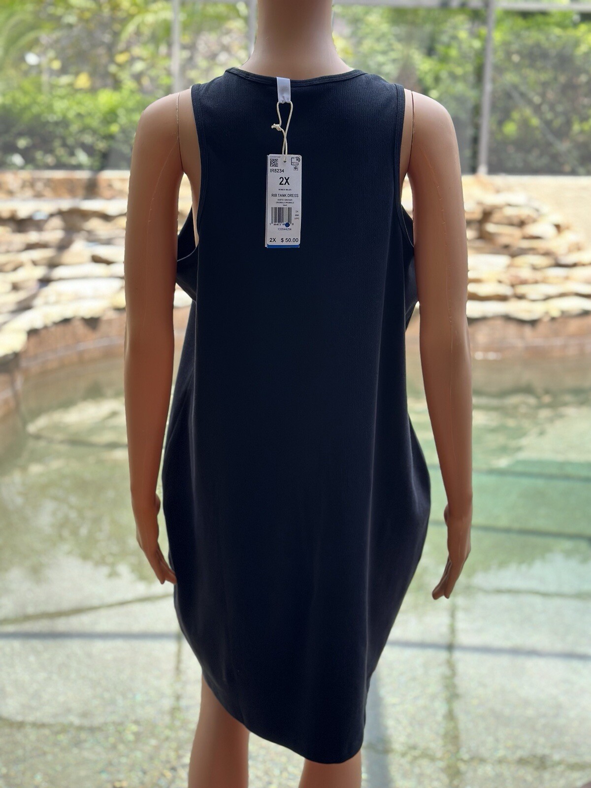 Adidas Rib Tank Dress IR8234 Plus Size 2X Black Women's
