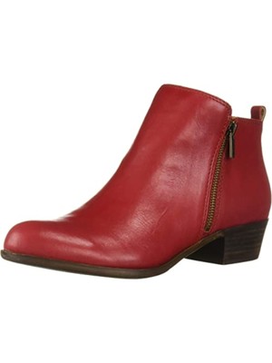 

LUCKY BRAND Женские красные кожаные ботильоны на блочном каблуке с мягкой язычком, размер 7 м, Красный, LK-BASEL