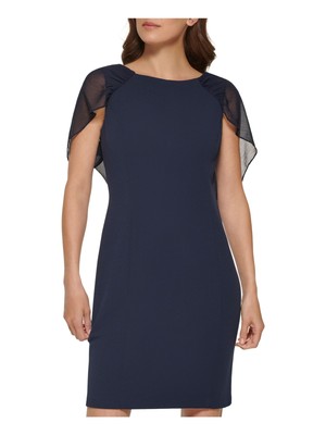 

DKNY Женское темно-синее платье-футляр выше колена на подкладке с рукавами-крылышками, Navy