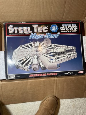 New 1995 Steel Tec Mega Sized Star Wars Millennium Falcon Open Box 1063 Parts