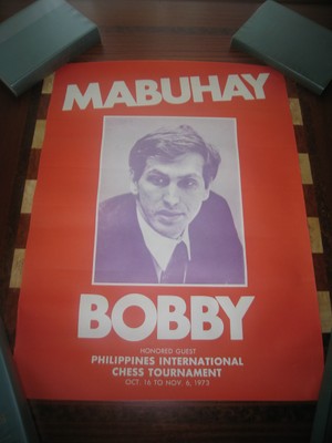 2 vintage 1973 International Chess Tournament Posters Philippines  Bobby Fischer