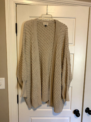 Universal Thread Women's Plus Sz 3X Cardigan Open Front Beautiful Cable Oatmeal