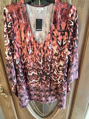 Avenue Women's Plus Size 18/20 Gorgeous Black Cream Red BerryColor Top Shirt New