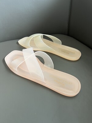 Anthropologie Matissa Peach Clear Sliders - Colour Fault  Size UK 8 41