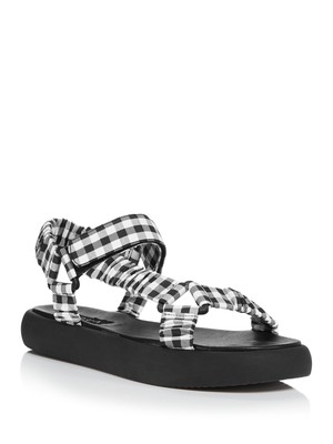 Женские босоножки AQUA на платформе с квадратным носком и эластичными вставками черного цвета длиной 8 м