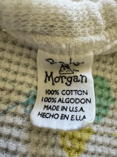 Vtg Baby Morgan Thermal Waffle Weave Balloon White Blanket Receiving USA Made