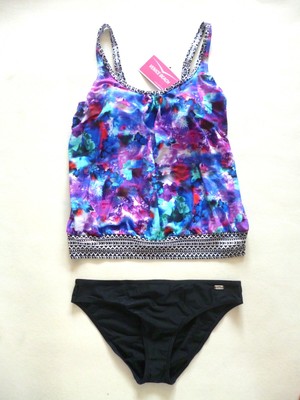 Venice Beach Halter Tankini Top Size 16 Swimwear Black Mix Match UV Protection