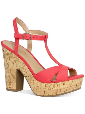 

SUN STONE Womens Coral 1 Platform T-Strap Jamie Block Heel Slingback, Коралл, 10008570900