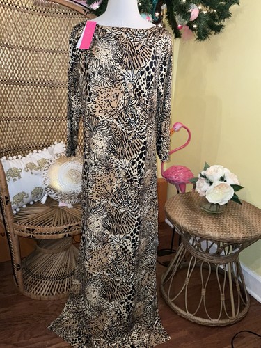 Pre-owned Lilly Pulitzer Seralina Maxi Dress Rattan Walk On The Wild Side Size Xl In Multicolor