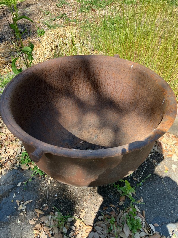 cast iron caudron, 74 gallons