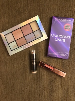 NEW MAKEUP REVOLUTION Cool Glow Palette Unicorns Unite Strobe Stick Velvet Lip
