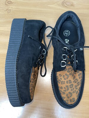 Anarchic T.U.K. Creeper Black Animal print Leopard Unisex Shoe Mens 8 Womens 10