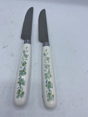 2 Knives Callaway (Corelle) CORNING  Green Ivy Leaves on Melamine Handle