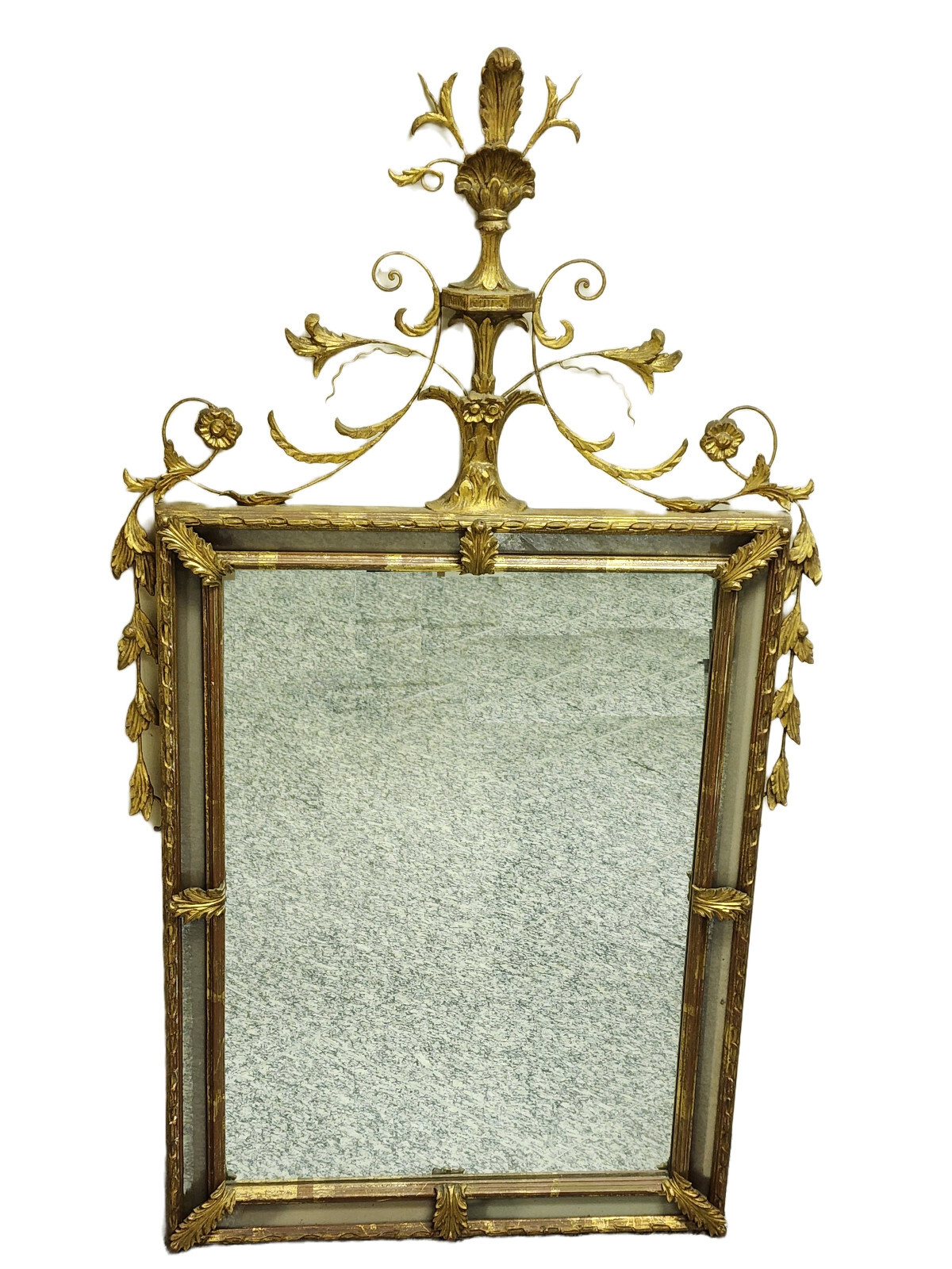 ANTIQUE ITALIAN NEOCLASSICAL MANNER ROBERT ADAM CARVED FLORAL MOTIF PIER MIRROR