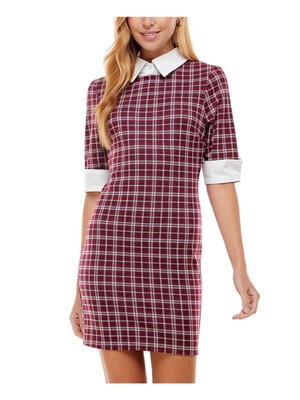 КОРОТКОЕ вечернее облегающее платье KINGSTON GREY Womens с бордовым остроконечным воротником S